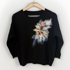 Troubadour Anthropologie Frosted Horizon Floral Design Wool Cashmere Sweater M